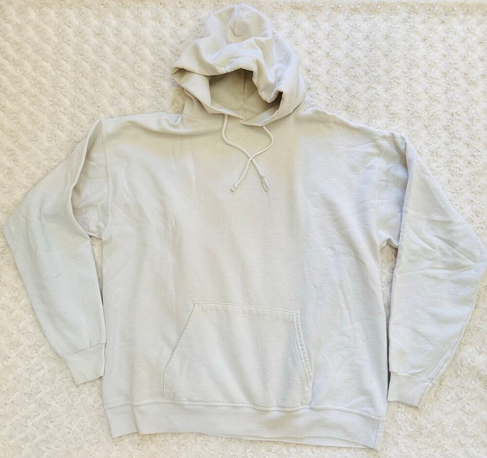 Vintage Mens Unisex White Cotton Blend Hoodie Sweatshirt Medium Large